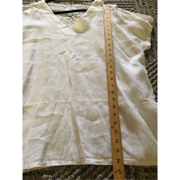 Vanessa Zani Women Tunic Blouse Lace Italy Linen White SZ L - Picture 8 of 10